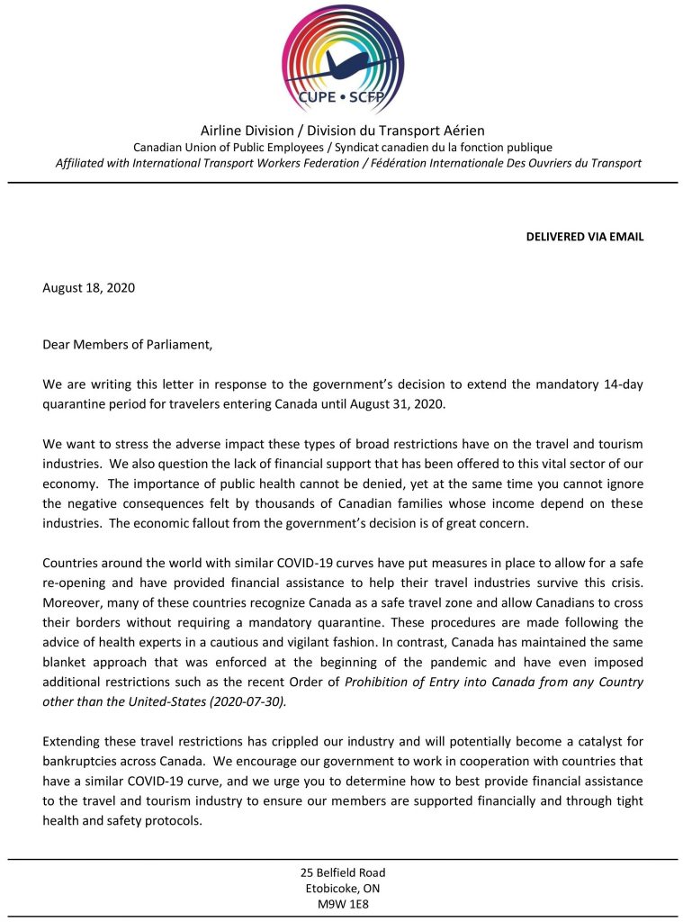 Letter to Members of Parliament - AC Component